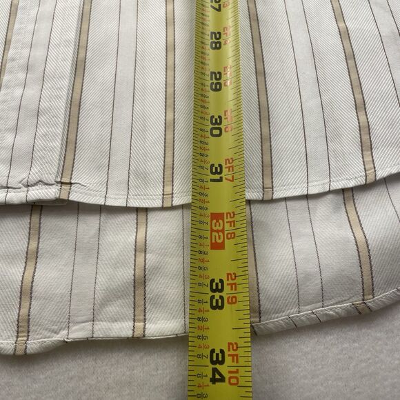 Sean John Mens Ivory Tan Striped Button Up Long Sleeve-L (16 34-35) - Picture 5 of 13